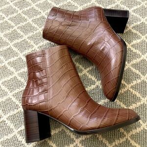 The Mira Side-Seam Ankle Boot in Croc Embossed Leather